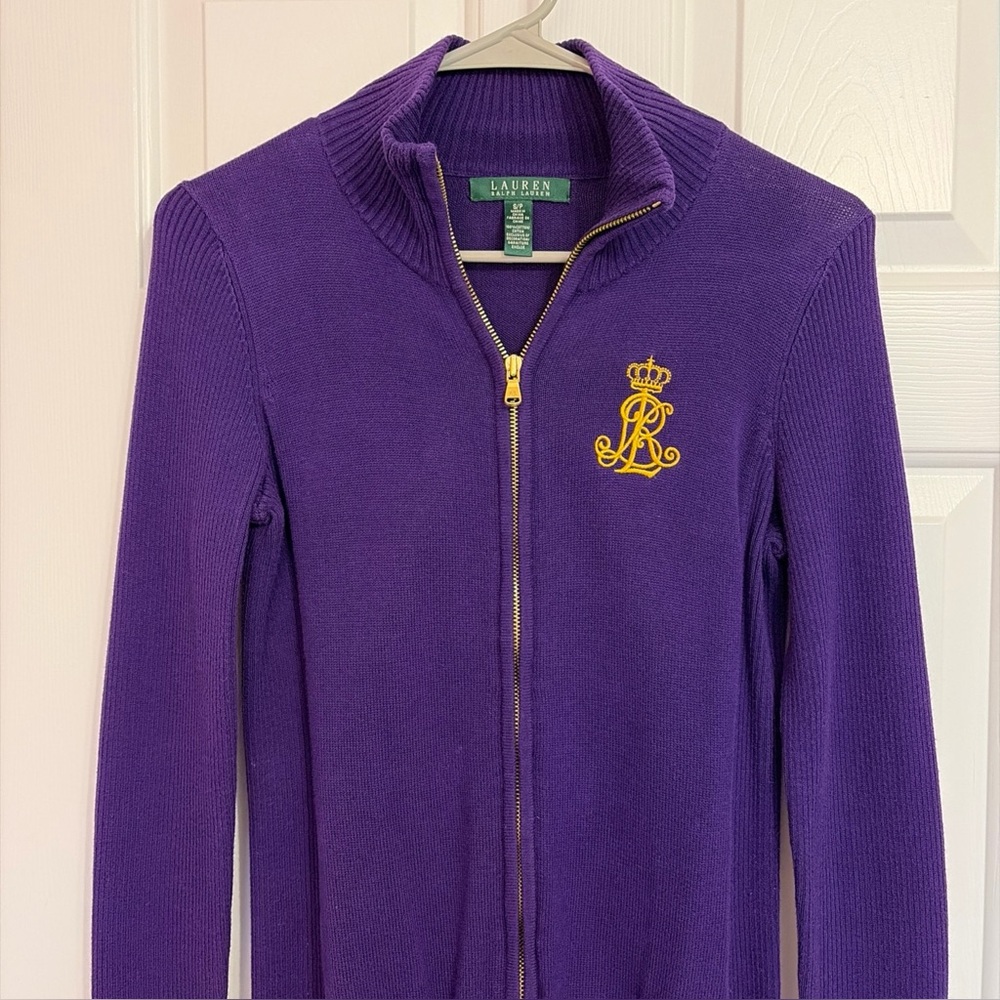 Polo Ralph Lauren Sport Women’s Purple Full Zip Sweater, Size Small - Picture 2 of 7